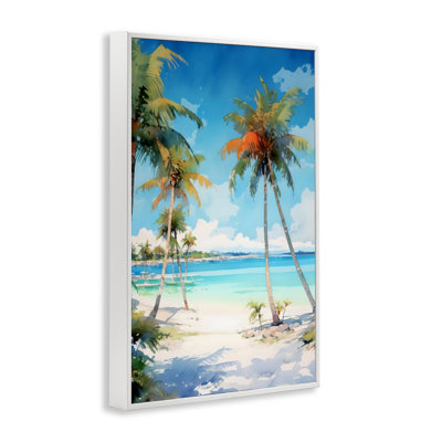 Palm Paradise Beachfront Framed Giclee, design by LSR Design Studio