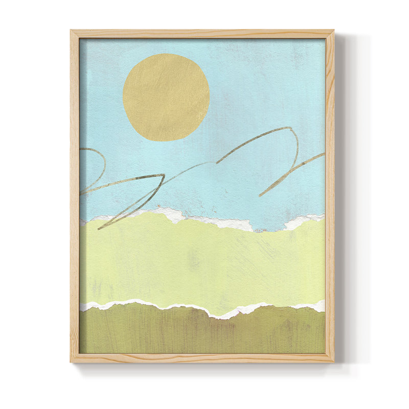 Green and Gold Pieced Landscape I Framed Print - Solid Wood, 30" H x 24" W