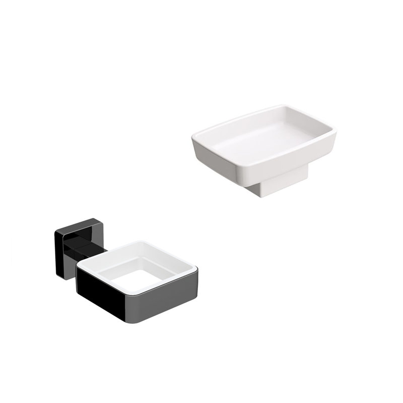 Dado Bathroom Accessory Set, Matte Black/Glossy White