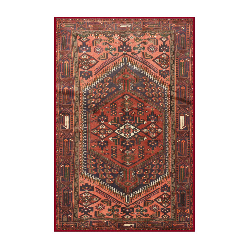 Tapis traditionnel brun / orange / bourgogne, Rectangle 5 pi x 7 pi