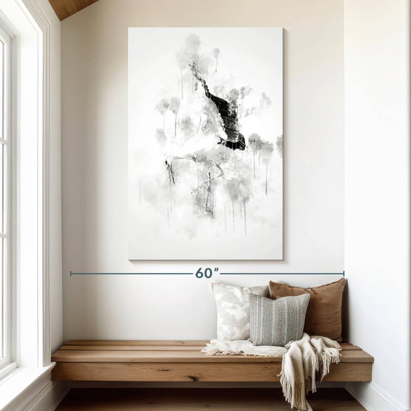Brampt Stork Black And White, 51" H x 34" W