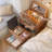 18.9"Integrated Cherry Wood Vanity Desk With Built-in Stool