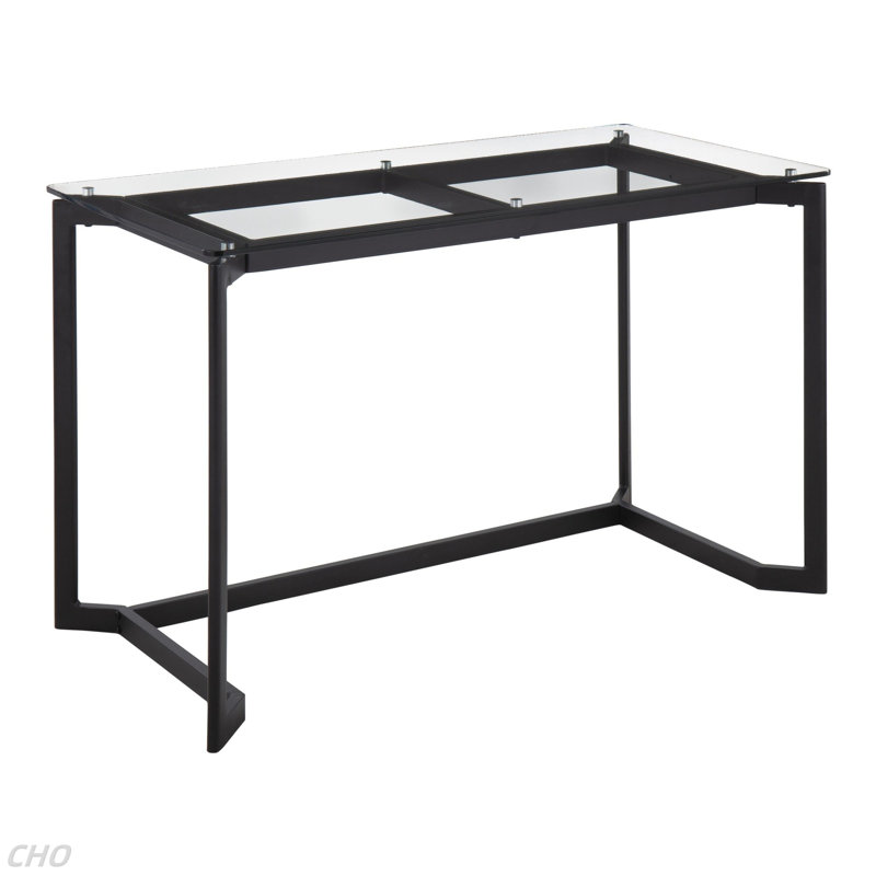 Bureau en acier noir avec plateau en verre transparent Master par Lumisource