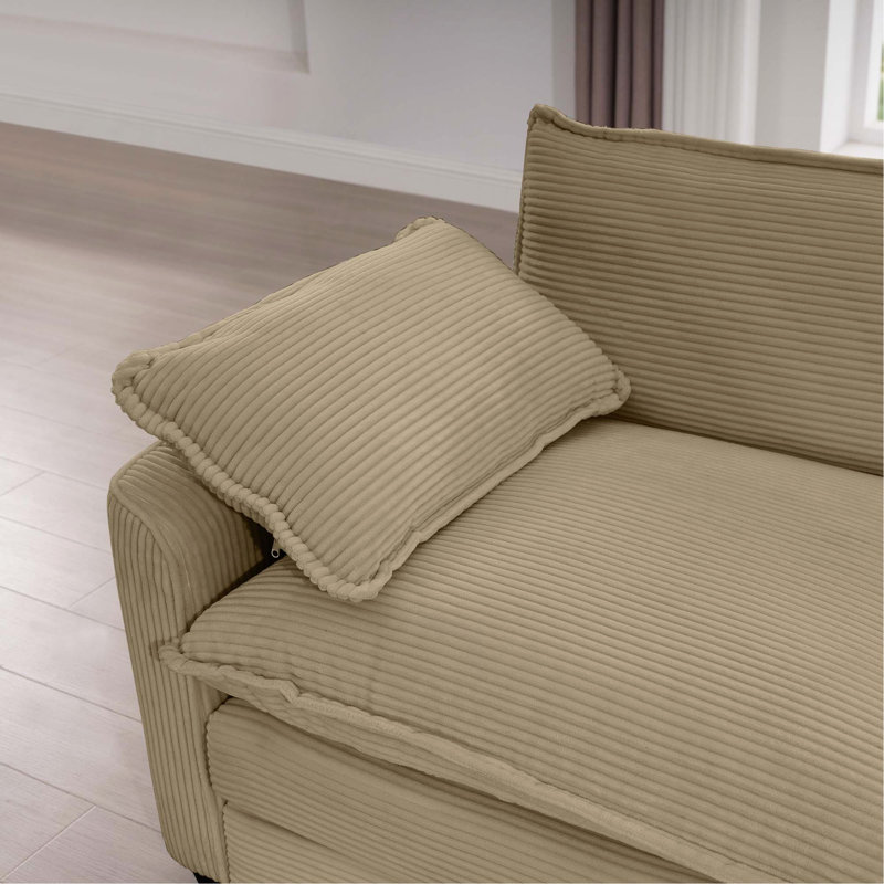 Canapé confortable à siège profond avec repose-pieds simple et coussin, Tanné