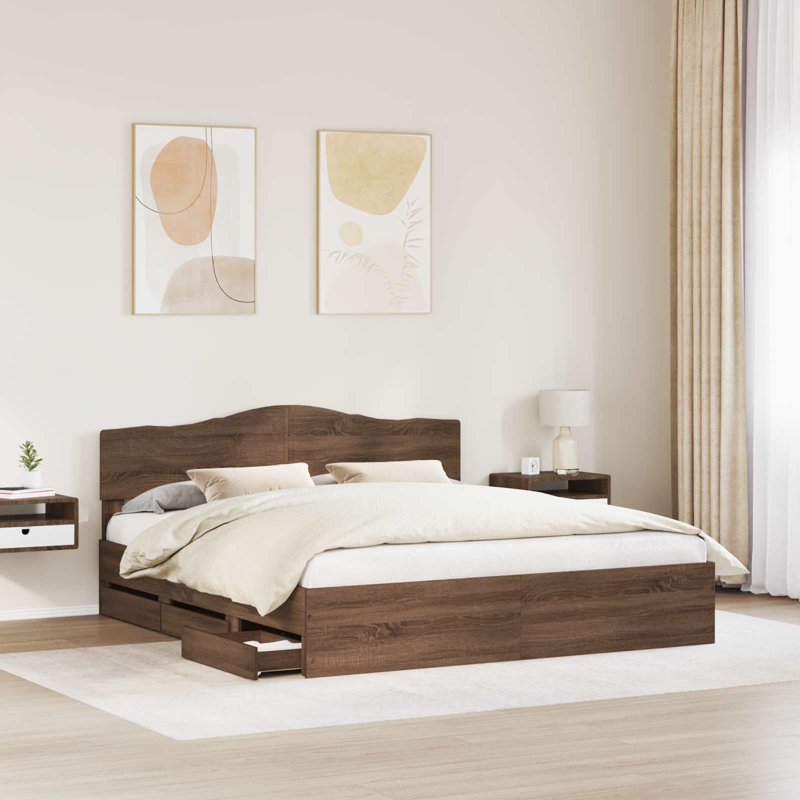 Bed, Small Double (4'), Brown Oak