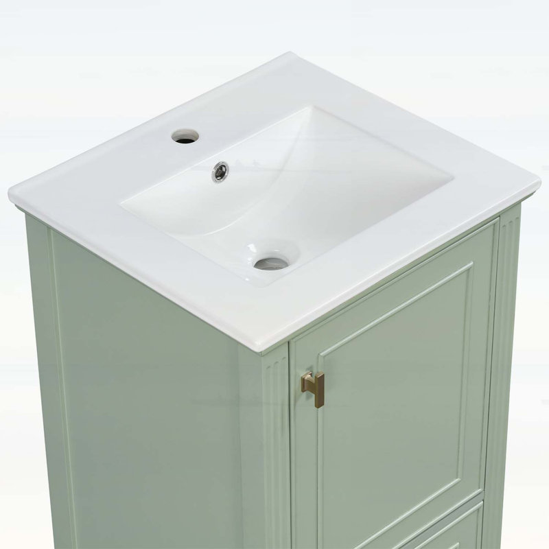Meuble-lavabo 20 po avec lavabo en céramique, Vert