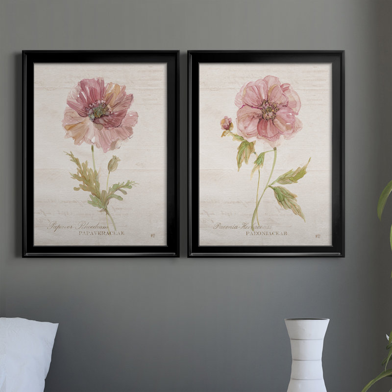 «Soft Poppy», ensemble de 2 reproductions d'art sur toiles, H 18,5 po x l 49 po x P 1,5 po, Toile avec cadre noir