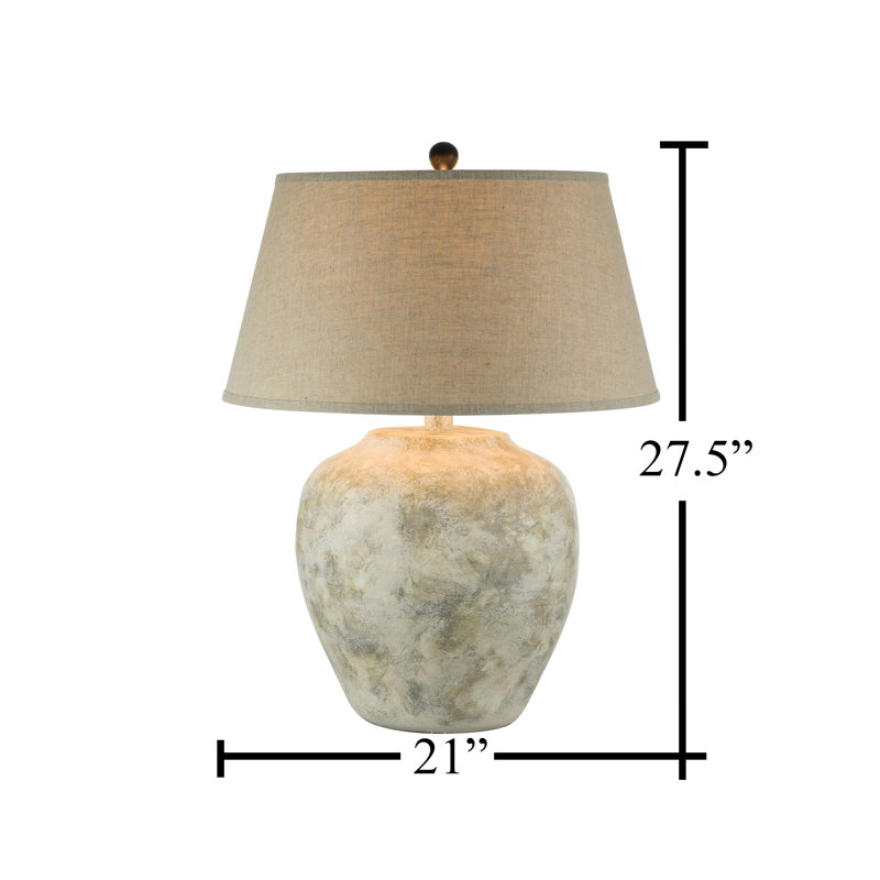 Lampe de table 27,5 po Houa, Beige, Beige / Crème