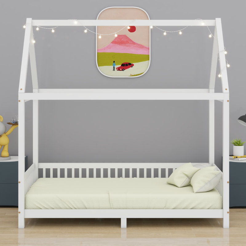 House Bed With Guardrail And LED