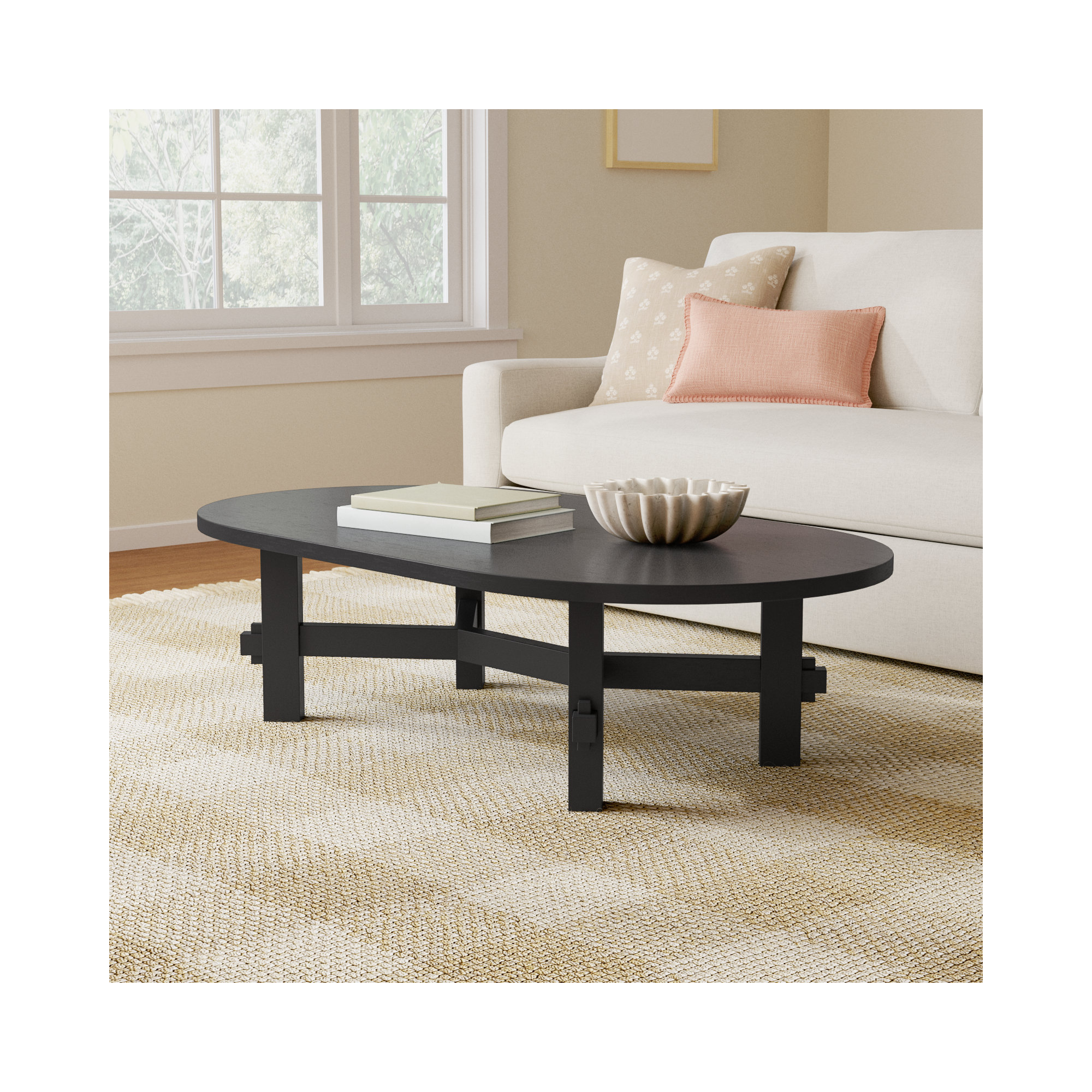 Tabytha Solid Wood Coffee Table, Black