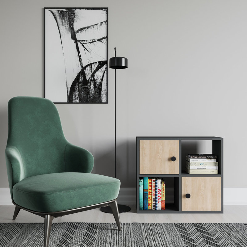 Tuttle 62.6cm H 72cm W Bookcase, Anthracite/Oak