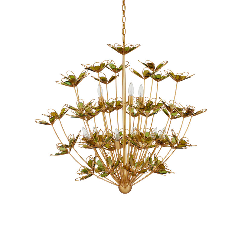 Midsummer 9 - Light Wrought Iron/Glass Chandelier