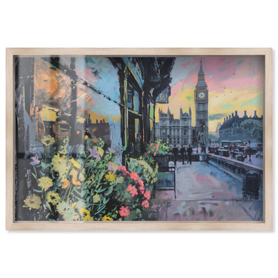 Spring Flower Shop London Travel Art Shadowbox Print by Art Remedy