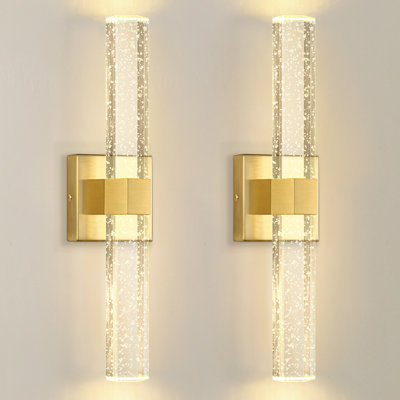 Crystal Wall Sconce Led Warm Light Wallchiere (Set Of 2)