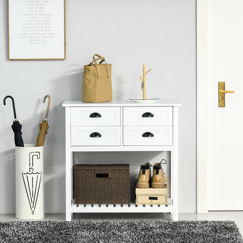 Console de rangement avec buffet à 4 tiroirs blanc pour la cuisine, le salon, la cuisine et les tiroirs