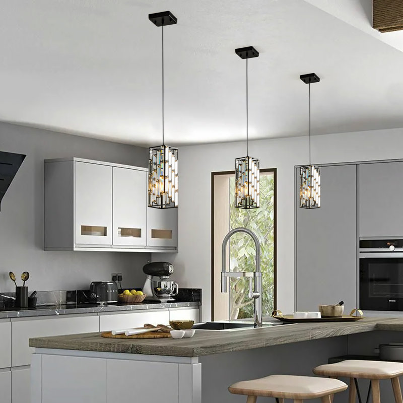 Modern Crystal Pendant Light - 3 Pack, Black