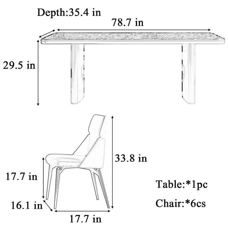 Table et chaise de maison légère et luxueuse, 7, Blanc