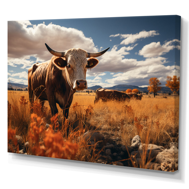 Bovins pastoraux sérénité I - impression, H 24 po x l 32 po x P 1 po, Toile tendue