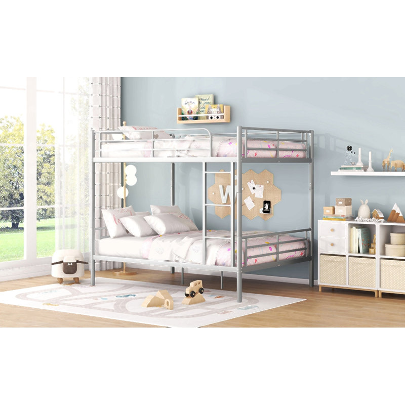 Full Over Full Metal Bunk Bed, Silver