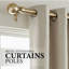 Premium Adjustable Curtain Rod Set (Pack of 2) - 2.5cm Heavy Duty Extendable Curtain Poles with Finials, Rings & Brackets | Matte Black, Chrome, Antique Brass-1767099398-1767099405