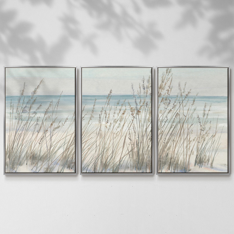 Beach Grass II 3 pièces, Encadrement argenté, H 36 po x l 75 po