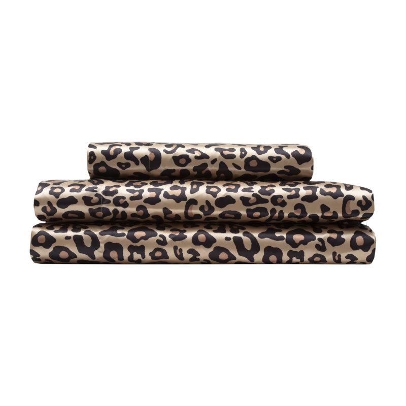 Satin Sheet Set, Brown, Twin Sheet Set + Fitted Sheet + 1 Pillowcase