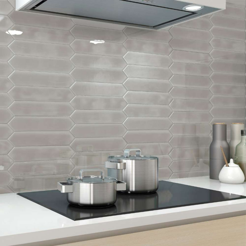 Tribeca-Talavera Picket 2.6"x13" Handmade Ceramic Tile Trim, Gray