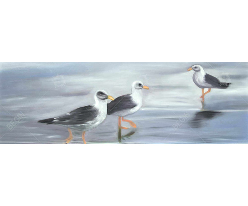 «Three Gulls» sur toile, H 20 po x l 60 po