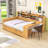 Wooden Daybed with Twin Trundle, Storage Shelves-368865974-367056029