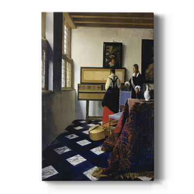 La leçon de musique - galerie tendue sur toile tendue par Johannes Vermeer