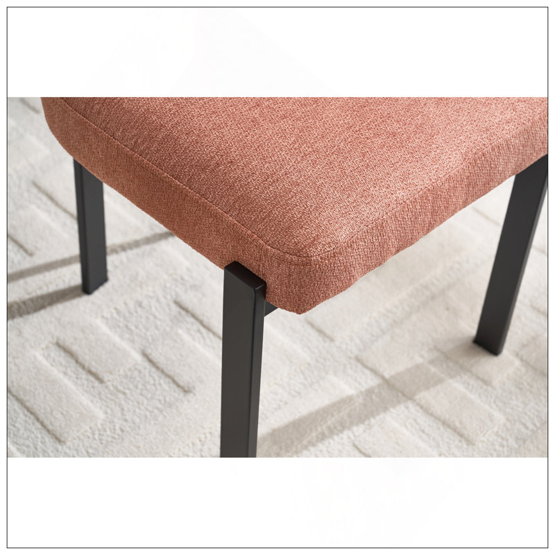 Ensemble de 2 chaises de salle à manger modernes rembourrées avec pieds en métal noir Boucle