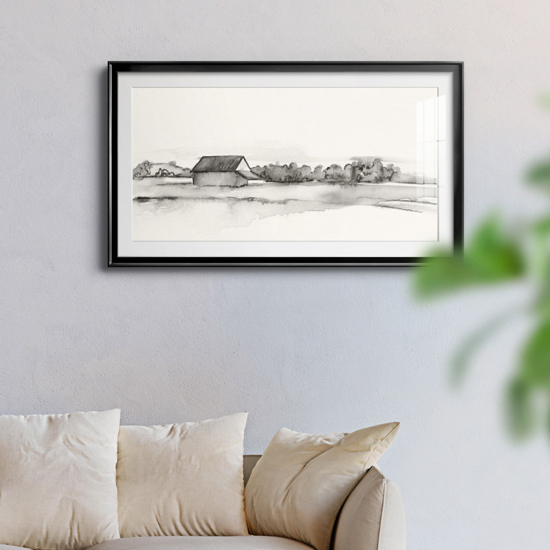 Wyeth Barn I - reproduction encadrée de qualité supérieure - prête à être accrochée, H 14,5 po x l 26,5 po x P 1 po, Noir