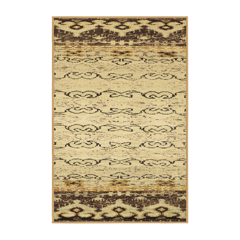 Tapis contemporains brun lavable à la machine 2577, Rectangle 2 pi x 4 pi