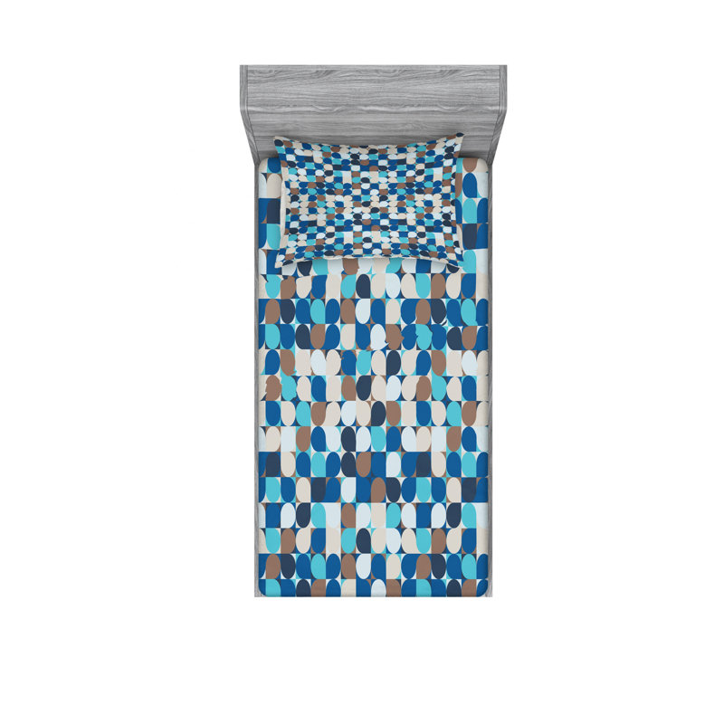 Ensemble de draps géométrique modern mosaic, Ensemble de draps pour lit simple avec drap-housse