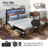 Bed Frame with 4 Storage Drawers and 2-tier Solid Wood Headboard Storage With Charging Station and LED Lights, Noise Free-1158615073