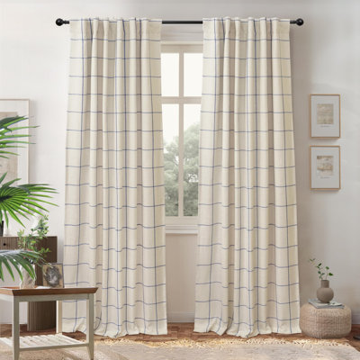 Goffredo 100% Blackout Natural Linen Curtains for Bedroom  Double Layer Drape Farmhouse Thermal Insulated Rod Pocket Back Tab Full Light Blocking 2 Panels for Living Room Nursery
