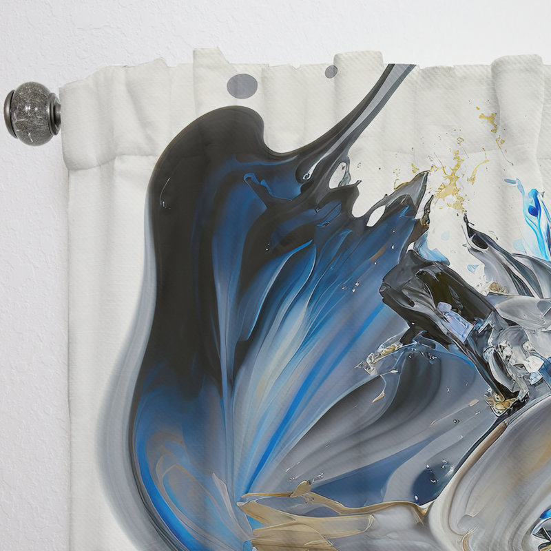 Bright Blue Smooth Abstract I - Abstract Velvet Curtain - 1 Panel, 52" W x 84" L