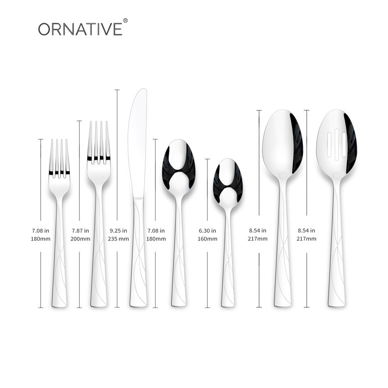 JARA 18/0 Stainless Steel Mirror 42 Pieces Flatware Set with Buffet
