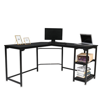 Davian L-Shaped Metal Base Writing Desk
