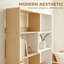 Bibliothèque d'angle, bibliothèque en L à 5 niveaux, bois fruitier / blanc