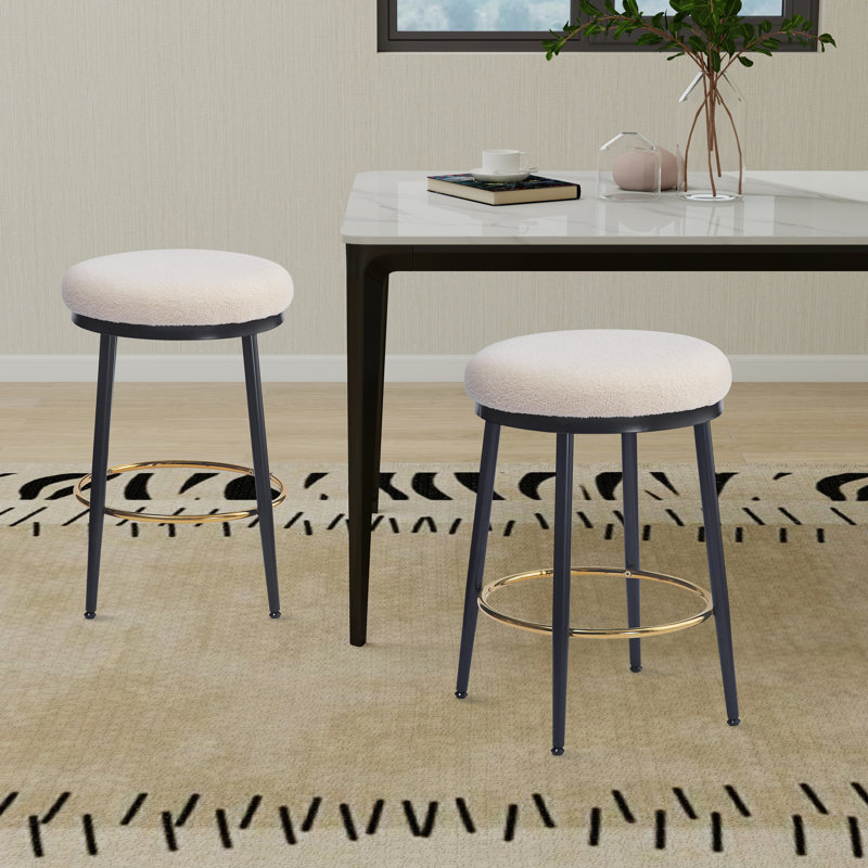 Ensemble de 2 tabourets de comptoir modernes, Blanc