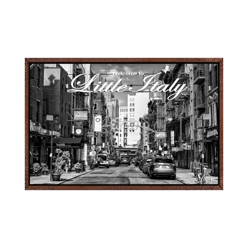Little Italy by Philippe Hugonnard - Print on Canvas, 101.6cm H x 152.4cm W x 3.81cm D, Classic Brown Wood Floater Framed