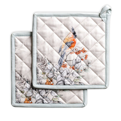 Ensemble de porte-casseroles 100% coton Whitish Shabby Chique Maison d'Hermine - 8 po x 8 po