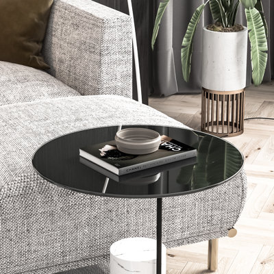 Plateau de table rond en verre trempé noir 1/4 po d'épaisseur