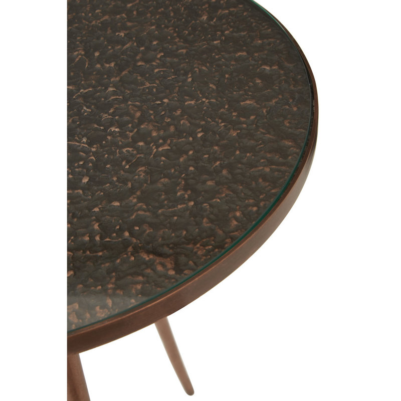Teagan Glass Top End Table, Copper, Copper/Black