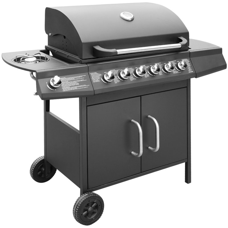 Ponder Dakota Fields 6 - Burner Countertop Liquid Propane 40955 BTU BTU Gas Grill with Side Burner, Black