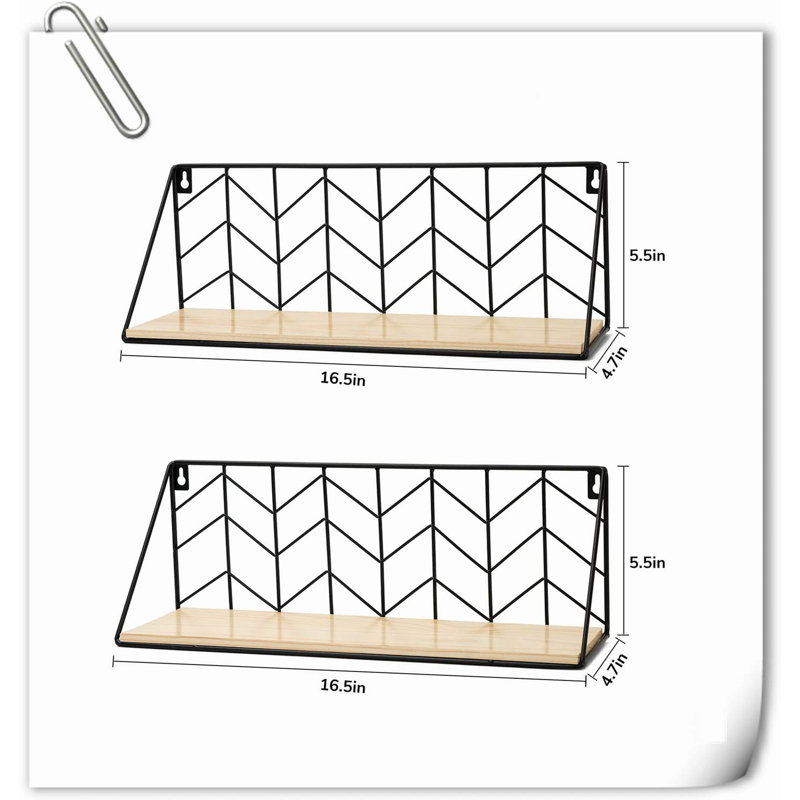 Tablette en bois 2 pièces Kevonna, H 5,50 po x l 16,50 po x P 4,70 po, Rustique