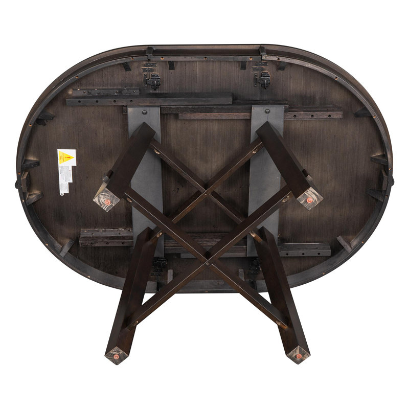 Farmhouse Round Extendable Dining Table With 16" Leaf Wood Kitchen Table (Espresso), Espresso, Espresso