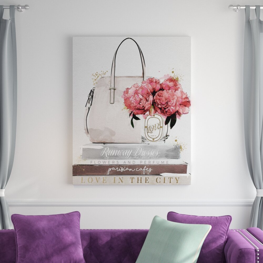 Bags, Bags, Bags- Purple  Fashion and Glam Wall Art by Oliver Gal