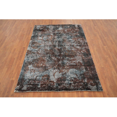 Tapis moderne abstrait fait à la main 5 x 8 po